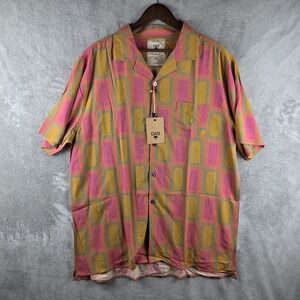 NWT OAS The Cuba Eldo Shirt Button Down Mens 2XL Green Orange Viscose Camp